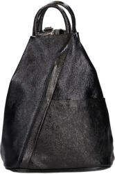  Olasz bőr 1360 fekete fényes női hátizsák és válltáska