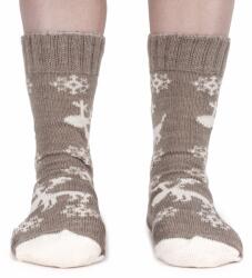 Vlnka Merinó birkagyapjú zokni "rénszarvas" - barna méret 43-46