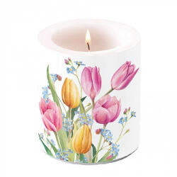 Ambiente Tulips Bouquet átvilágítós gyertya 10x10cm