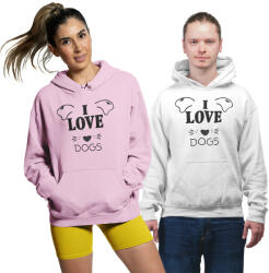 Fruit of the Loom, Kariban I love dogs - Unisex Kapucnis Pulóver (553277)