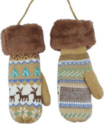 Onore Manusi tricotate copii, Onore, crem, acril si elastan, imblanite, 16 cm lungime palma, fara degete, tematica iarna