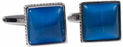 Onore Butoni clasici, Onore, argintiu si albastru, inox si piatra semipretioasa, 1.3 x 1.3 cm, model patrat cu detalii Buton camasa
