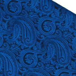 Onore Cravata ascot, Onore, albastru si negru, microfibra, 125 x 15.5 cm, model paisley