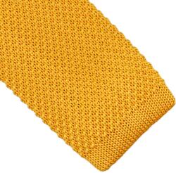 Onore Cravata slim tricotata, Onore, galben, microfibra, 145 x 5.5 cm, model uni