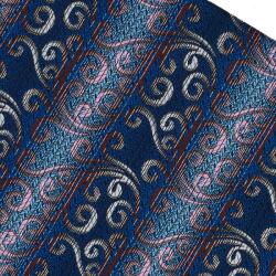 Onore Cravata ascot, Onore, bleumarin, gri si roz, microfibra, 125 x 15.5 cm, model paisley