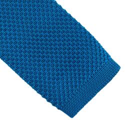 Onore Cravata slim tricotata, Onore, albastru deschis, microfibra, 145 x 5.5 cm, model uni