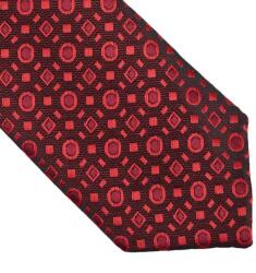 Onore Cravata slim, Onore, rosu, poliester, 145 x 5.5 cm, model geometric buline