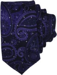 Onore Cravata slim, Onore, mov, violet si alb, microfibra, 145 x 6.5 cm, model paisley