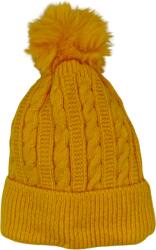 Onore Caciula tricotata de dama captusita la interior, Onore, galben, bumbac si acril, marime universala, model dungi cu mot