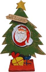 Onore Ornament Craciun, Onore, multicolor, lemn, 17 x 12.5 cm, brad cu Mos Craciun design vintage