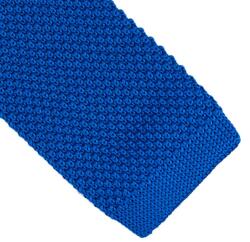 Onore Cravata slim tricotata, Onore, albastru inchis, microfibra, 145 x 5.5 cm, model uni