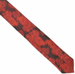 Onore Cravata slim paisley, Onore, rosu, poliester, 145 x 5.5 cm, model floral
