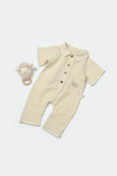 BabyJem Salopeta cu maneca scurta si nasturei sheep, 100% bumbac - stone, babycosy (marime: 6-9 luni)