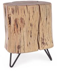 Bizzotto Taburet cu picioare din fier negru si sezut din lemn natur Artur 35 cm x 33 cm x 41 h (0745641)