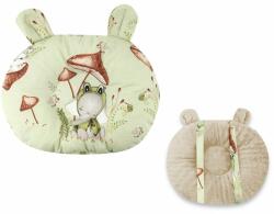 Qmini - perna bebelusi ursulet, multifunctionala, cu doua fete, tesatura pufoasa minky si bumbac, materiale certificate oeko tex standard 100, dimensiune 30x23 cm, frogs