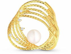  JwL Luxury Pearls Aranyozott gyöngy bross igazgyönggyel és cirkónium kövekkel JL0846