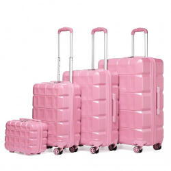 Miss Lulu London K2292L - Kono könnyű Hartschalen-ABS-bőrönd TSA-zár és bőrönd 4teiliges szett rózsaszín