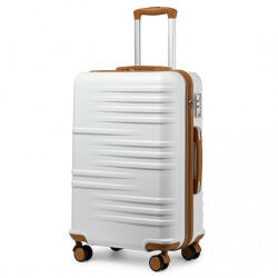 ELLE Miss Lulu London K2391L - BRITISH Traveller 24 Zoll tartós Polycarbonat és ABS Hartschalen-bőrönd TSA-zár fehér
