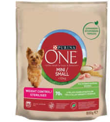 PURINA ONE Mini Weight Control/Steril pulykában gazdag száraz eledel felnőtt kutyáknak 800g