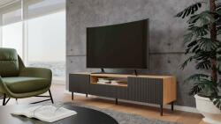GreenSite Shannan MIX RTV KAMA160 TV állvány (egyenes mintázat), 43x160x40 cm, tölgy-fekete