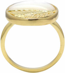 Arannyal Bevont Ezüst Gyűrű Gyöngyházzal, Méret: 59-58 (LMB0349/59)