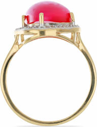  Arannyal Bevont Ezüst Gyűrű Rózsaszínű Ónixszal és Fehér Topázzal (Y50089/54)