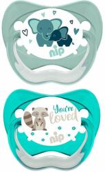 Nip Suzete din silicon NIP - Family, Raton și elefant, 0-6 м, 2 bucăți, turcoaz (34000821310032)