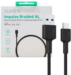 AUKEY Cablu Date Aukey CB-CD30 USB-C Type-C Power Delivery PD 3A 0.9m Nylon Black (CB-CD30)