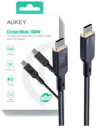 AUKEY Cablu Date Aukey CB-MCC102 USB-C Power Delivery PD 100W 5A LED 1.8m Nylon Black (689323785353)