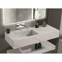 Inter Ceramic Мивка за баня PIETRA 12049/120W LEFT БЕЗ ОТВОР, стенен монтаж, кварц, бял, 120x50x18см (12049/120W LEFT БЕЗ ОТВОР)