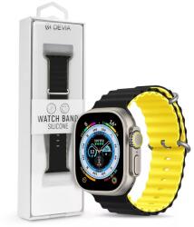 DEVIA Apple Watch szilikon sport szíj - Deluxe Series Sport6 Silicone Two-tone Watch Band - 42/44/45/49 mm - black/yellow (ST381652) (ST381652)