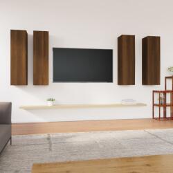 vidaXL 4 db barna tölgyszínű szerelt fa TV-szekrény 30, 5 x 30 x 110 cm (3120334) - vidaxl