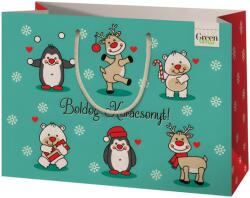 Cardex Green Grass - Boldog Karácsonyt! aranyos állatos közepes méretű ajándéktáska 18x10x23cm (45936) - innotechshop