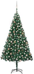 vidaXL zöld megvilágított műkarácsonyfa gömb szettel 240 cm (3077624) - vidaxl