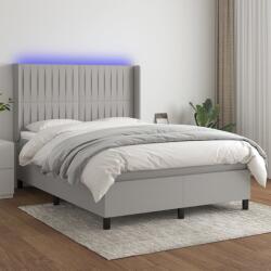 vidaXL világosszürke szövet rugós és LED-es ágy matraccal 140x190 cm (3138469) - vidaxl