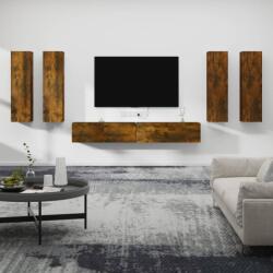 vidaXL 6 részes füstös tölgy színű szerelt fa TV-szekrényszett (3114355) - vidaxl