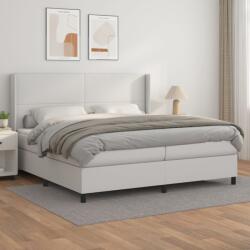 vidaXL fehér műbőr rugós ágy matraccal 200 x 200 cm (3132400) - vidaxl