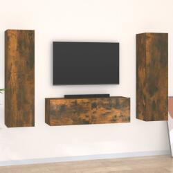 vidaXL 3 részes füstös tölgy színű szerelt fa TV-szekrényszett (3120236) - vidaxl