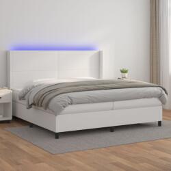 vidaXL fehér műbőr rugós ágy matraccal és LED-del 200x200 cm (3139284) - vidaxl