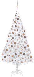 vidaXL fehér megvilágított műkarácsonyfa gömb szettel 240 cm (3077629) - vidaxl