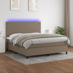 vidaXL tópszínű szövet rugós és LED-es ágy matraccal 180 x 200 cm (3134737)