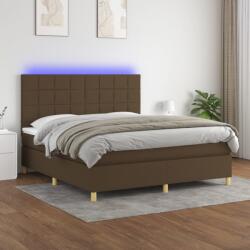 vidaXL barna szövet rugós és LED-es ágy matraccal 180 x 200 cm (3135456) - vidaxl