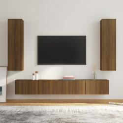 vidaXL 4 részes barna tölgy színű szerelt fa TV-szekrényszett (3114213)