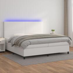 vidaXL fehér műbőr rugós ágy matraccal és LED-del 200x200 cm (3135844)