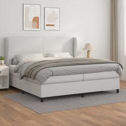 vidaXL fehér műbőr rugós ágy matraccal 200 x 200 cm (3128932) - vidaxl