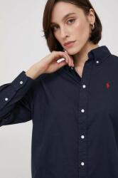 Ralph Lauren cămașă din bumbac femei, culoarea bleumarin, cu guler clasic, relaxed 211916277 9BYX-KDD038_59A