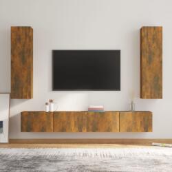 vidaXL 4 részes füstös tölgyszínű szerelt fa TV-szekrényszett (3114211) - vidaxl