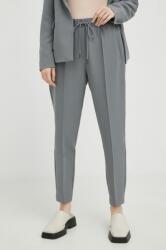 Bruuns Bazaar pantaloni femei, culoarea gri, mulata, high waist 9BYY-SPD0KL_90X
