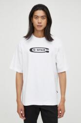 G-Star Raw tricou din bumbac barbati, culoarea alb, cu imprimeu PPYH-TSM04I_00X
