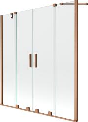 Mexen Velar Duo, 2 szárnyas eltolható kádparaván 140 x 150 cm, 8mm átlátszó üveg, réz matt profil, 896-140-000-02-65 (896-140-000-02-65)